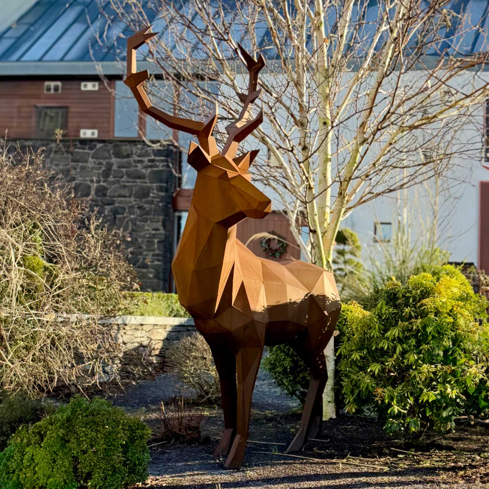 Stag - Geometric Corten Steel Sculpture